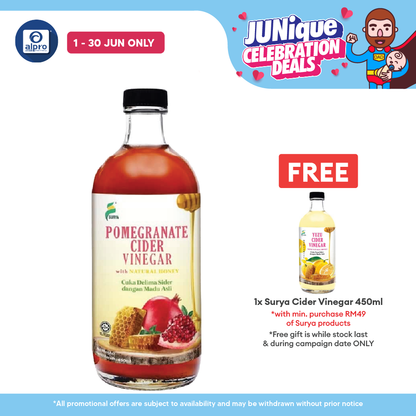 Surya Pomegranate Cider Vinegar With Natural Honey 450ml | Improve Heart Health & Memory Surya