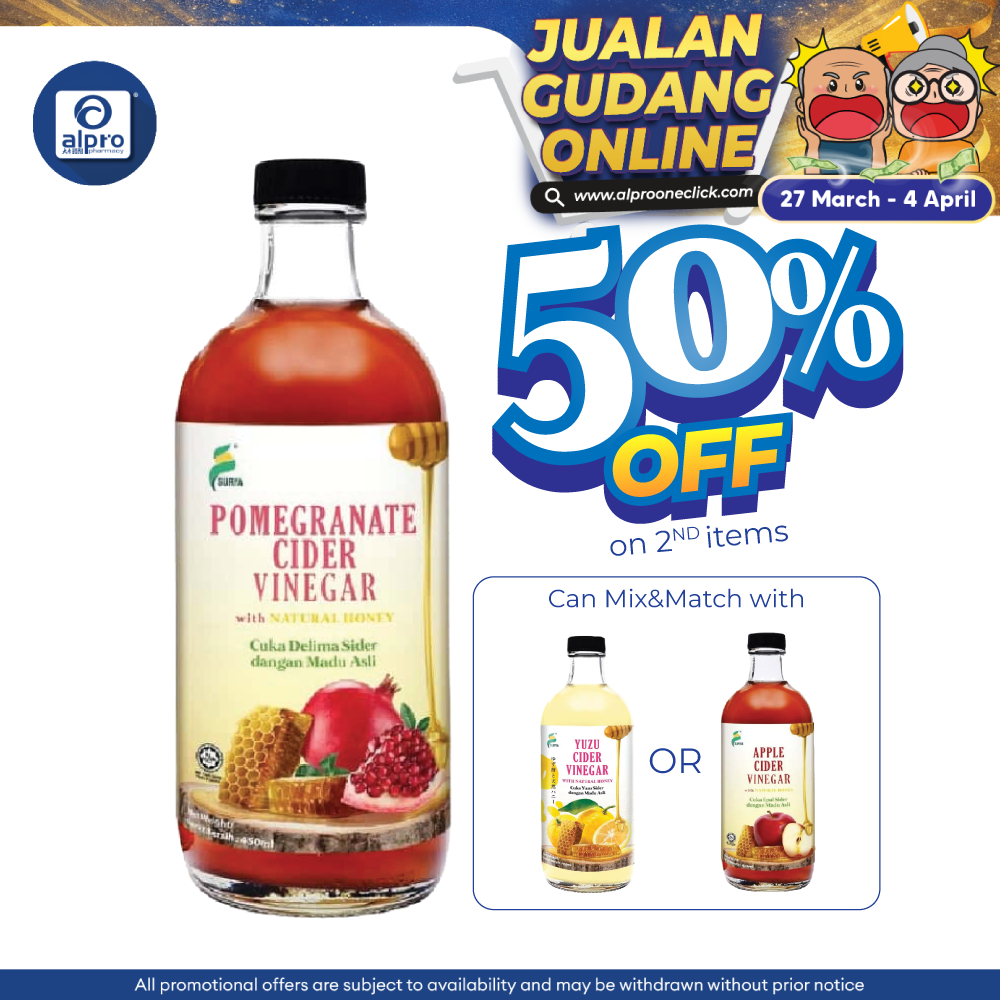 Surya Pomegranate Cider Vinegar With Natural Honey 450ml | Improve Heart Health & Memory Surya