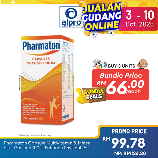 Pharmaton Capsule Multivitamin & Minerals + Ginseng 100s | Enhance Physical Performance (Exp: 31/03/2026) Alpro Pharmacy
