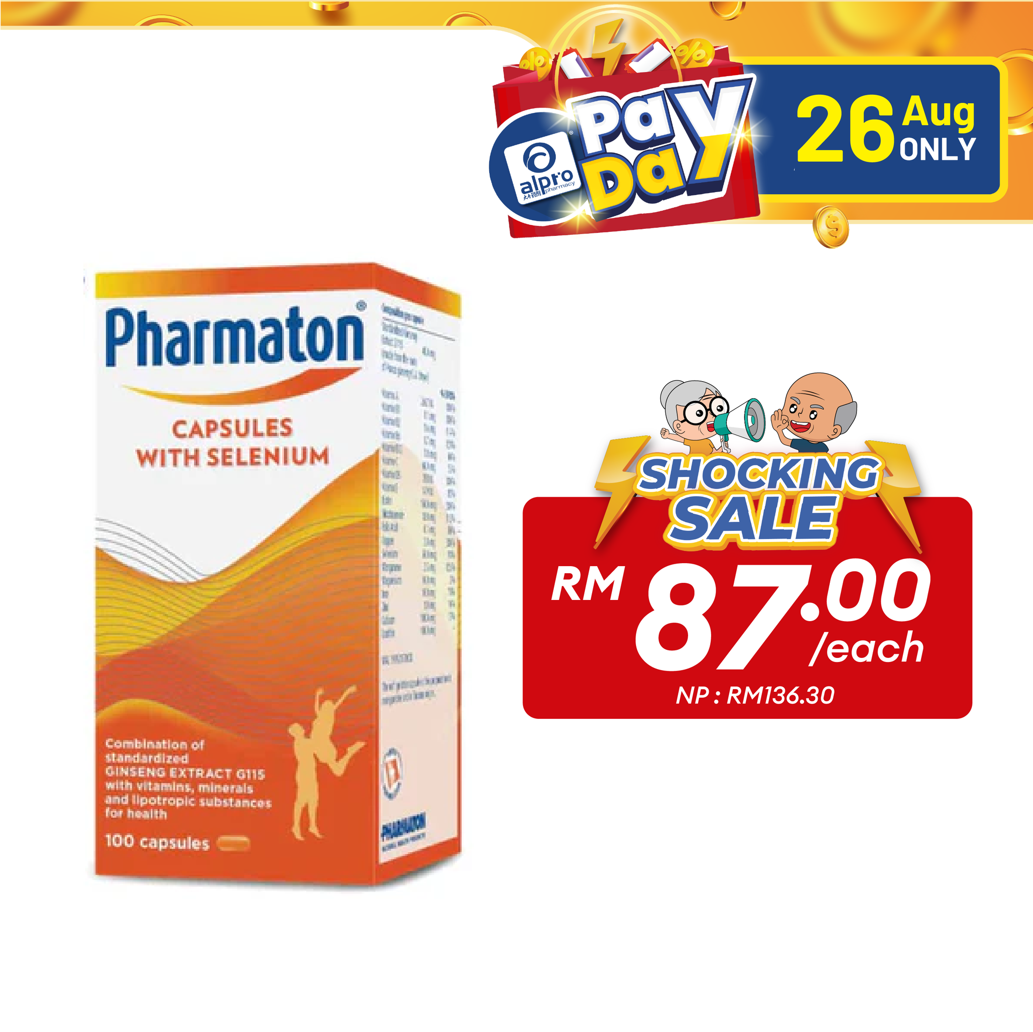 Pharmaton Capsule Multivitamin & Minerals + Ginseng 100s | Enhance Physical Performance (Exp: 31/03/2026) Alpro Pharmacy
