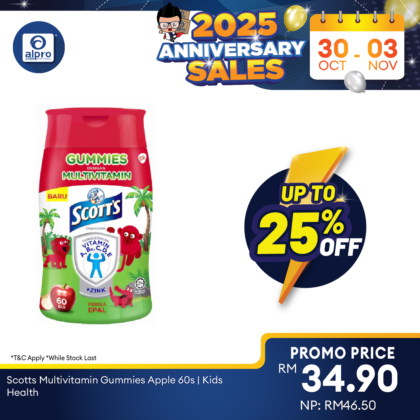 Scotts Multivitamin Gummies Apple 60s | Supports Growth Development Alpro Pharmacy