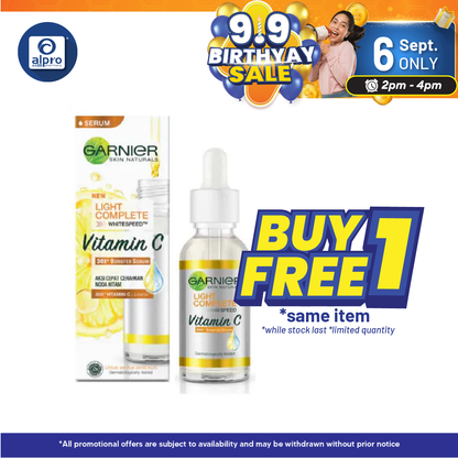 Garnier Light Complete Booster Serum 30ml | Brighten Dark Spots In 3 Days Alpro Pharmacy