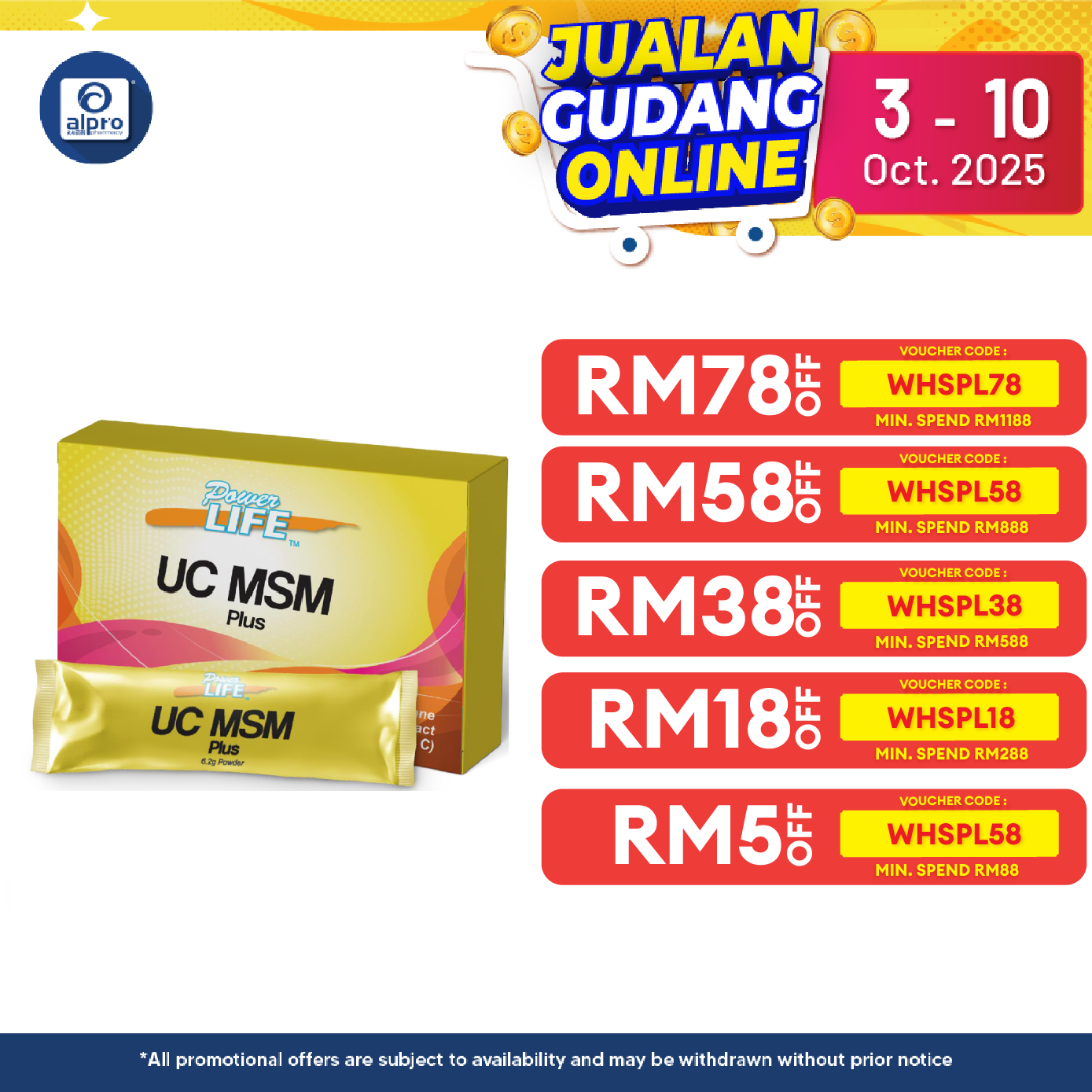 Powerlife UC MSM Plus 7s x 6.2g Alpro Pharmacy