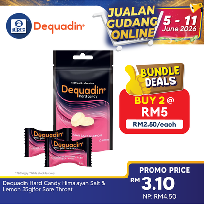 Dequadin Hard Candy Himalayan Salt & Lemon 35g | For Sore Throat Inova