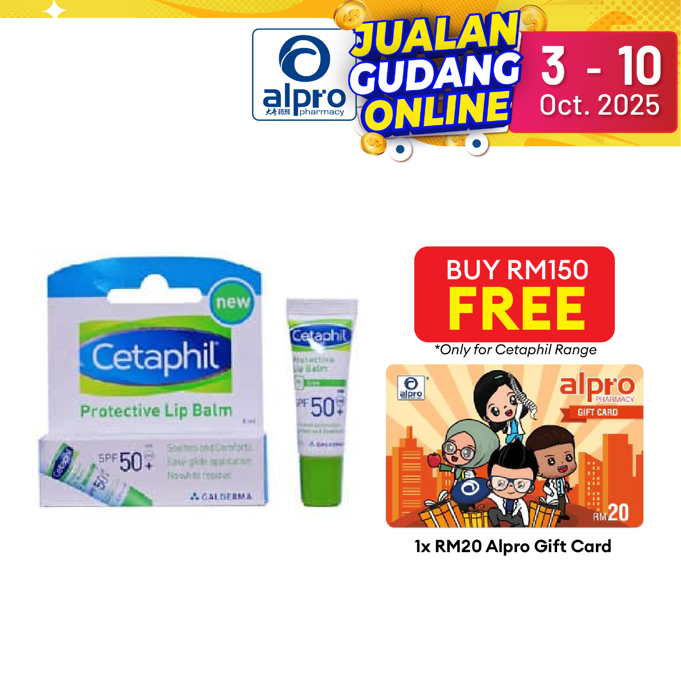 Cetaphil Protective Lip Balm SPF50+ 8ml | Soothe Dry Lips Alpro Pharmacy
