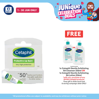 Cetaphil Protective Lip Balm SPF50+ 8ml | Soothe Dry Lips Cetaphil