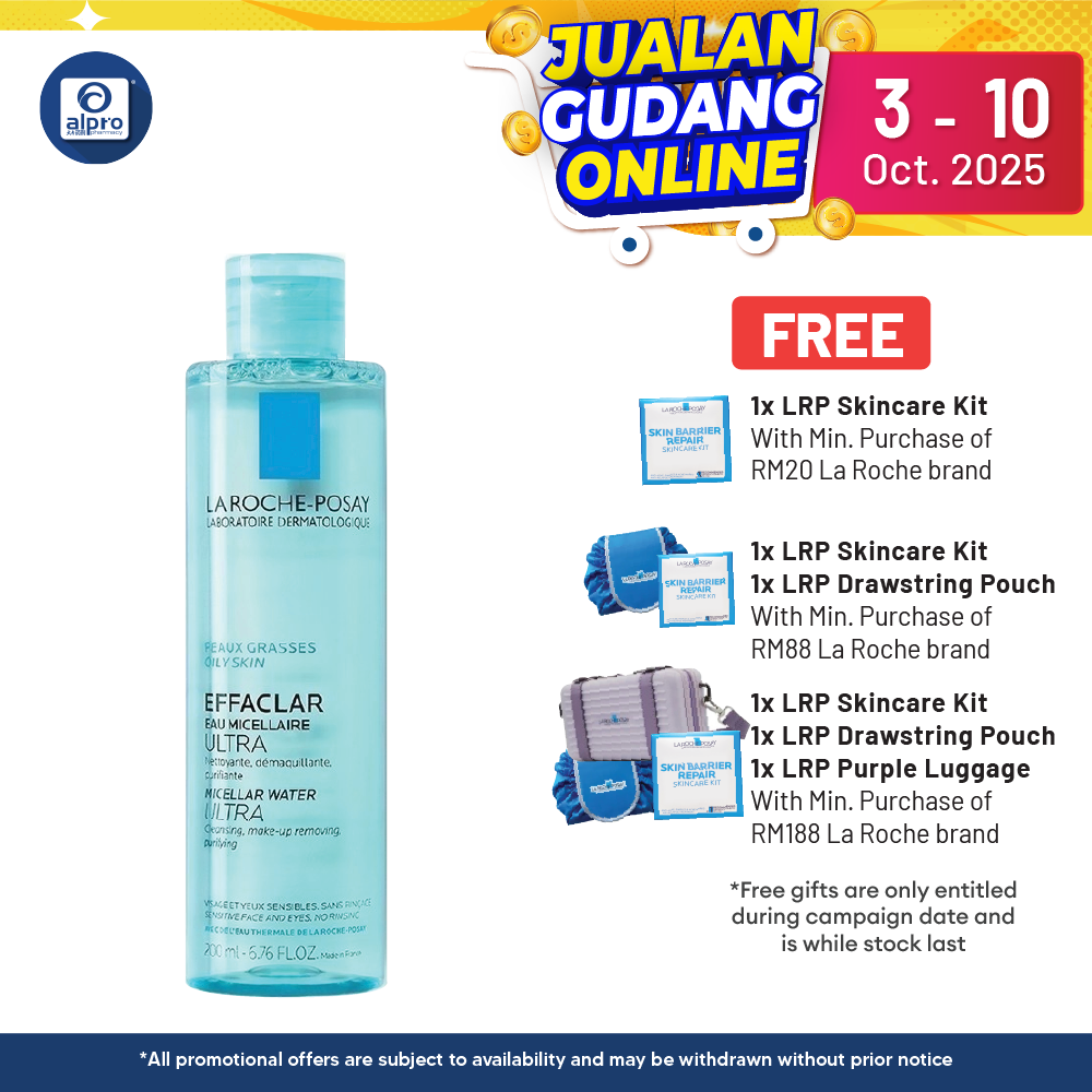 La Roche Posay Effaclar Micellar Water 200ml | Effectively Removes Impurities and Dirt Alpro Pharmacy