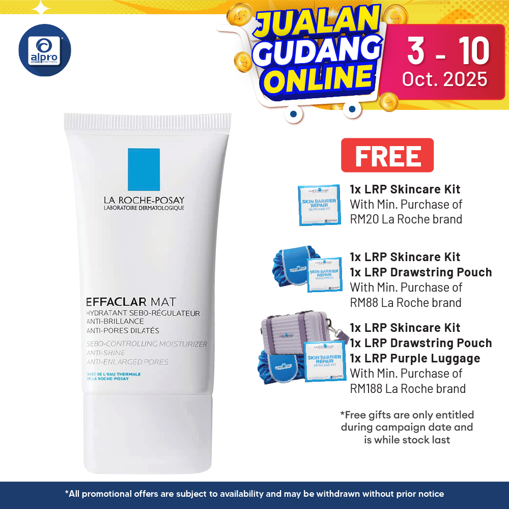 La Roche Posay Effaclar Mat Moisturiser 40ml | Mattifies Skin and Tightens Pores Alpro Pharmacy