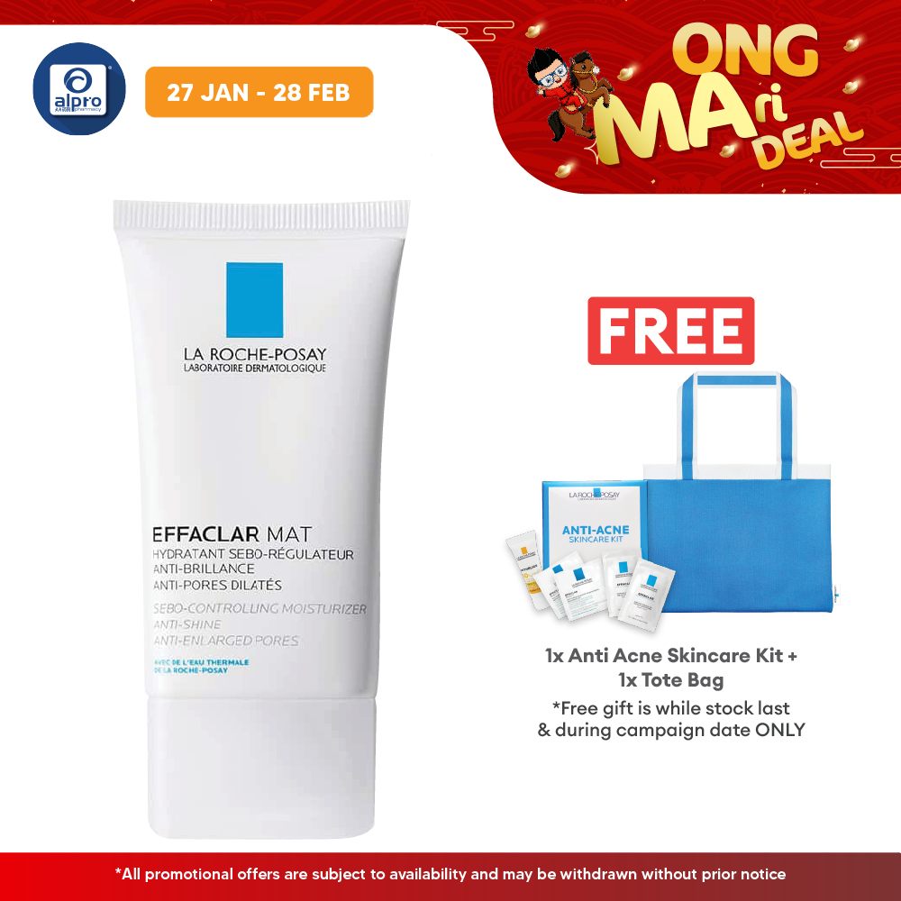 La Roche Posay Effaclar Mat Moisturiser 40ml | Mattifies Skin and Tightens Pores Alpro Pharmacy