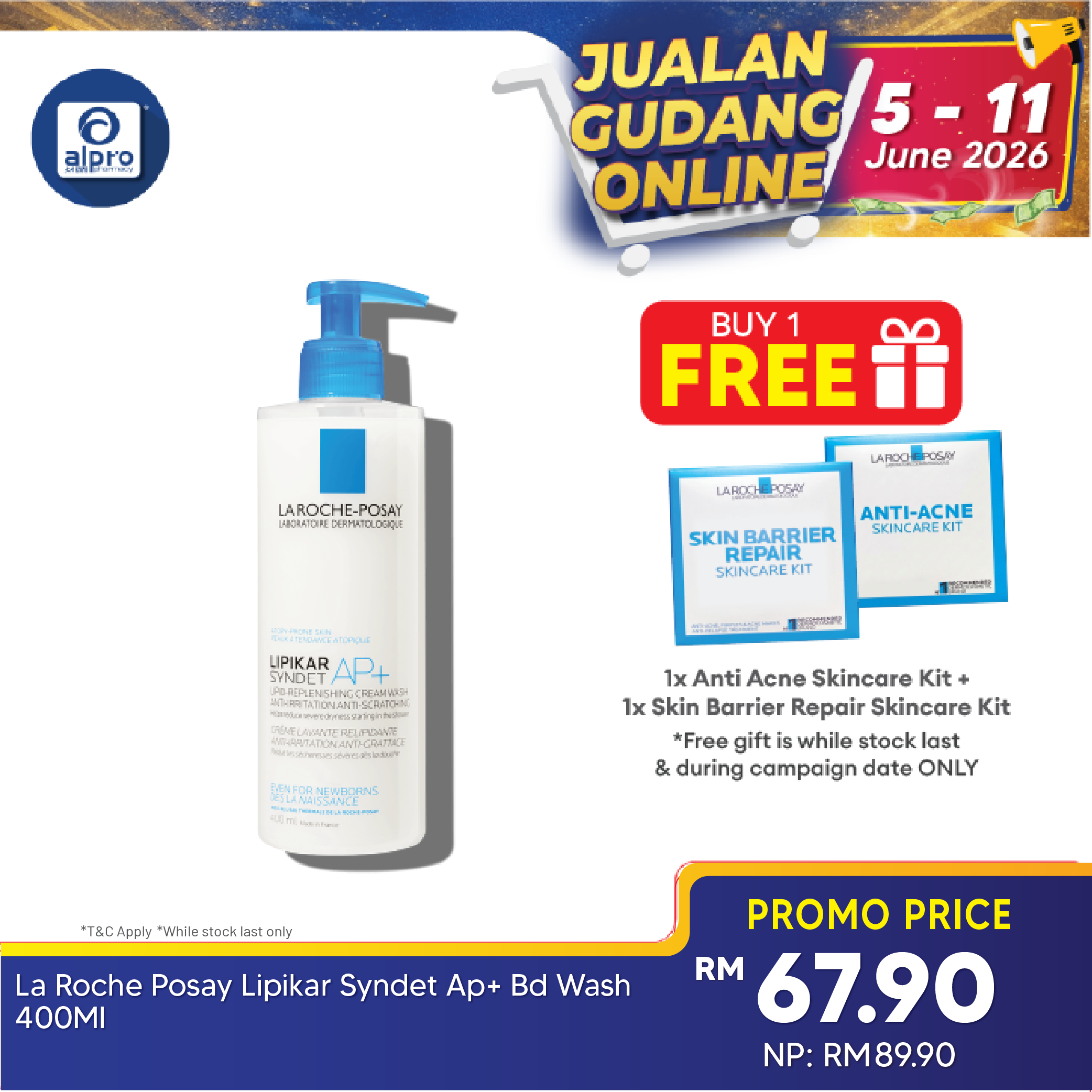 La Roche Posay Lipikar Syndet Ap+ Body Wash 400ml La Roche Posay