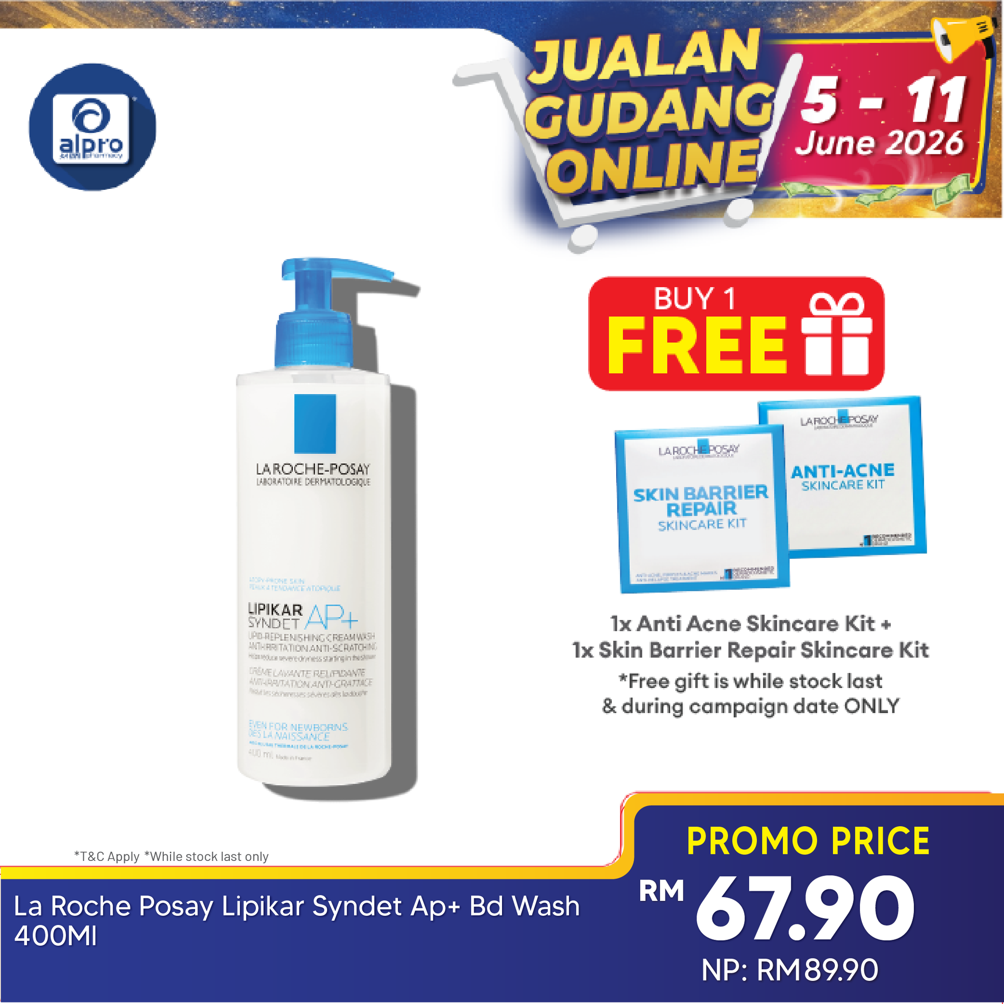 La Roche Posay Lipikar Syndet Ap+ Body Wash 400ml La Roche Posay