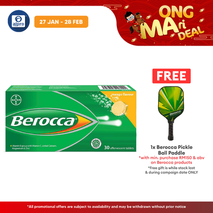 Berocca Performance Mango Effervescent Tablets with Vitamin C 30s | Helps Reduce Tiredness and Fatigue Alpro Pharmacy
