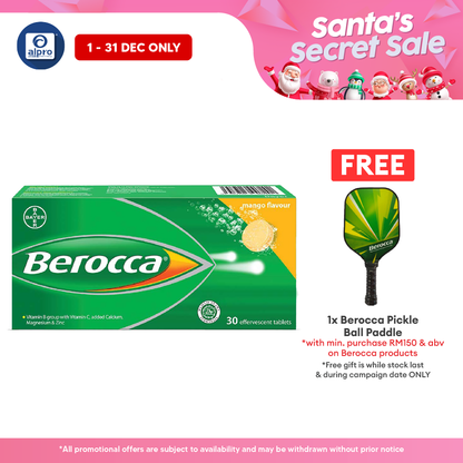 Berocca Performance Mango Effervescent Tablets with Vitamin C 30s | Helps Reduce Tiredness and Fatigue Alpro Pharmacy