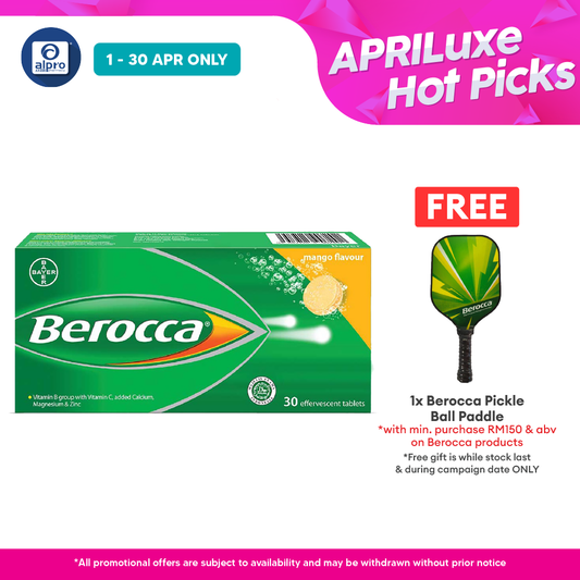 Berocca Performance Mango Effervescent Tablets with Vitamin C 30s | Helps Reduce Tiredness and Fatigue Alpro Pharmacy