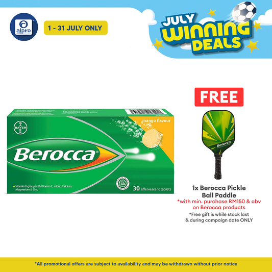 Berocca Performance Mango Effervescent Tablets with Vitamin C 30s | Helps Reduce Tiredness and Fatigue Berocca