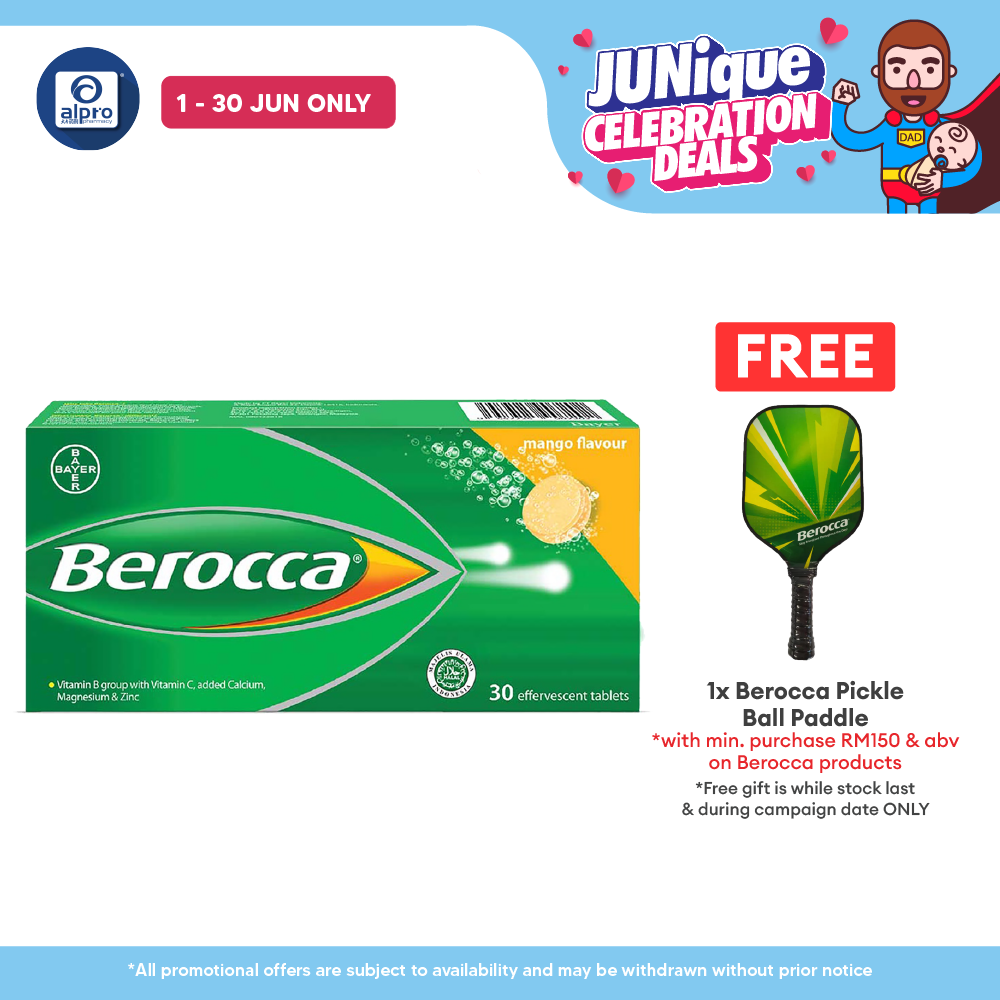 Berocca Performance Mango Effervescent Tablets with Vitamin C 30s | Helps Reduce Tiredness and Fatigue Berocca