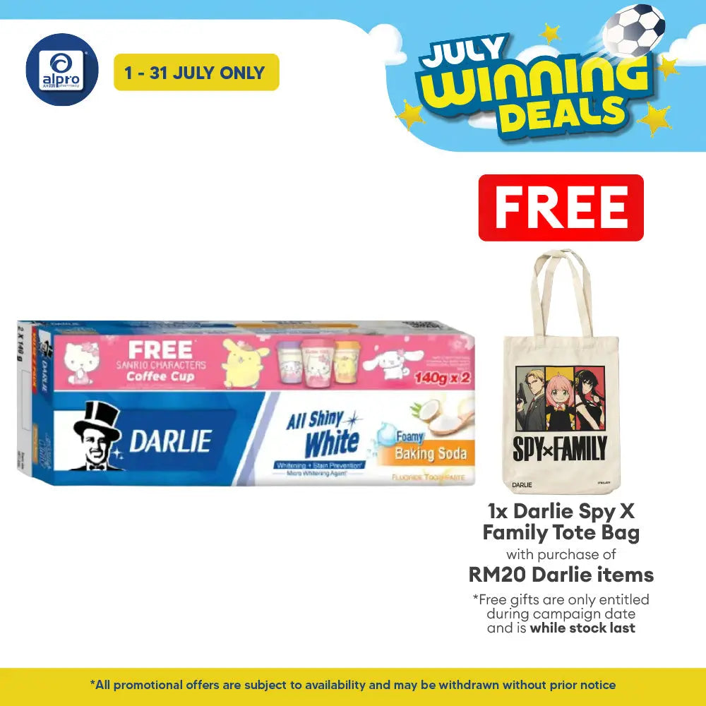 Darlie All Shiny White Baking Soda 140g 2s Free 1 Sanrio Coffee Mug Darlie