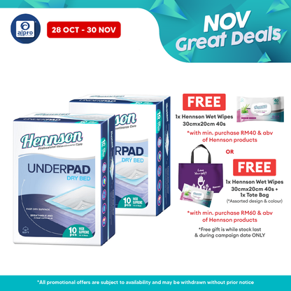 Hennson Drybed Underpad 75cm X 75cm | Fast-Dry Surface Hennson