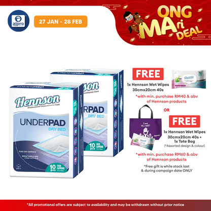 Hennson Drybed Underpad 75cm X 75cm | Fast-Dry Surface Hennson