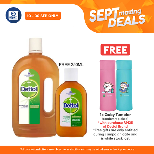 Dettol Antiseptic Liquid 1liter with Free 250ml | Helps Protect Against Harmful Bacteria Alpro Pharmacy
