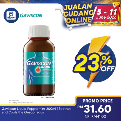 Gaviscon Liquid Peppermint 200ml | Soothes and Cools the Oesophagus Gaviscon