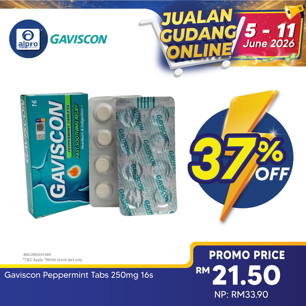 Gaviscon Peppermint Tabs 250mg 16s Gaviscon
