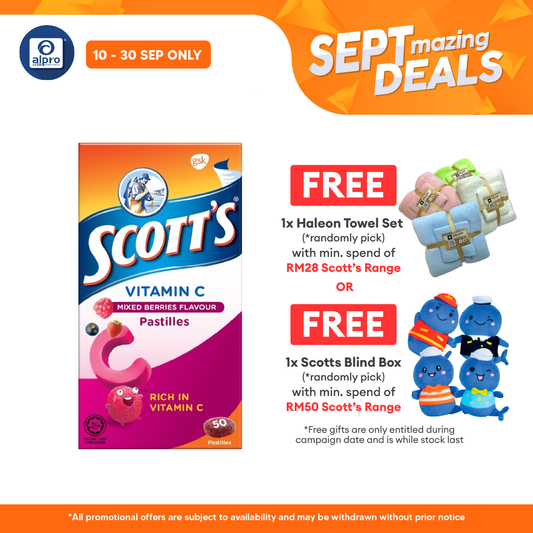 Scotts Vitamin C Pastilles (Mixed Berries) 50s | For Children Above 2 Years Old Alpro Pharmacy