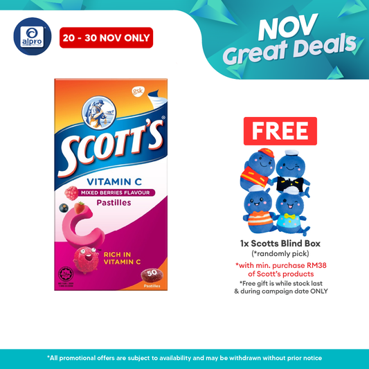 Scotts Vitamin C Pastilles (Mixed Berries) 50s | For Children Above 2 Years Old Scotts