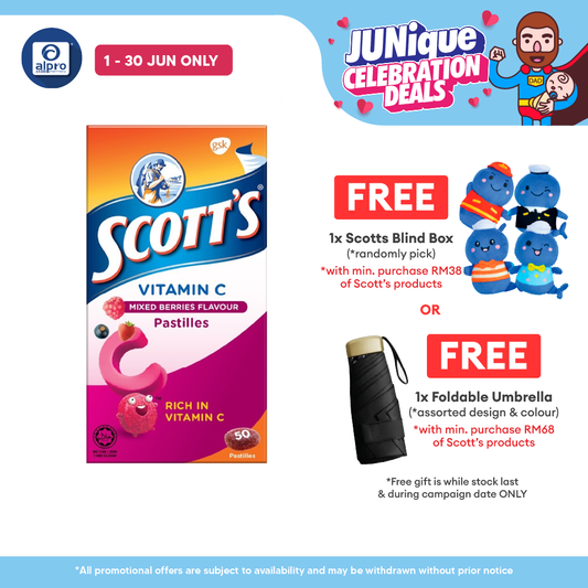 Scotts Vitamin C Pastilles (Mixed Berries) 50s | For Children Above 2 Years Old Scotts