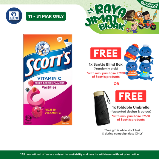 Scotts Vitamin C Pastilles (Mixed Berries) 50s | For Children Above 2 Years Old Scotts