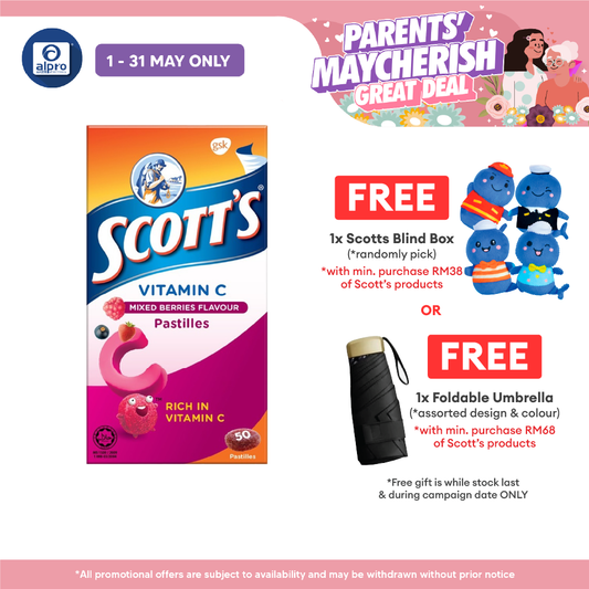 Scotts Vitamin C Pastilles (Mixed Berries) 50s | For Children Above 2 Years Old Scotts