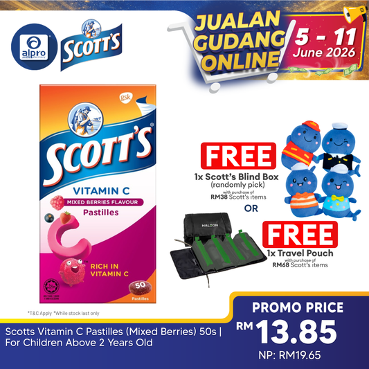 Scotts Vitamin C Pastilles (Mixed Berries) 50s | For Children Above 2 Years Old Scotts