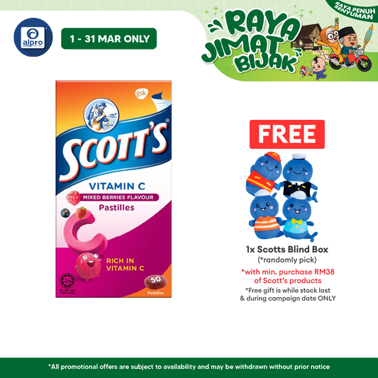 Scotts Vitamin C Pastilles (Mixed Berries) 50s | For Children Above 2 Years Old Scotts