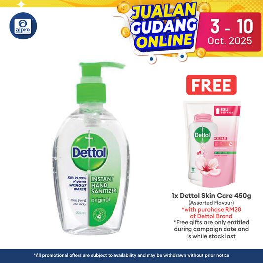 Dettol Instant Hand Sanitizer Original 200ml | Kills 99.99% Of Germs, Virus & Bacteria Alpro Pharmacy