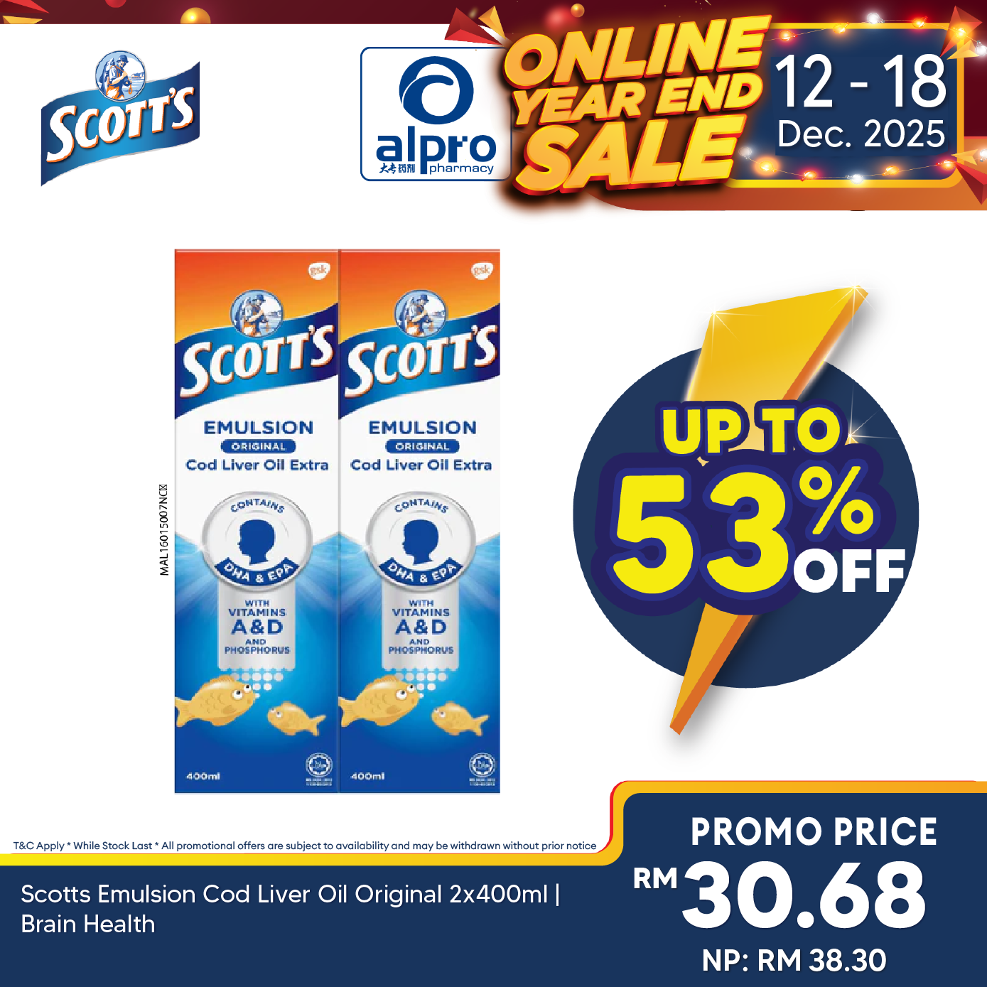 Scotts Emulsion Cod Liver Oil Original 2x400ml | Brain Health Scotts