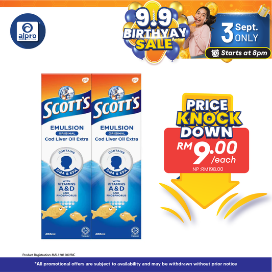 Scotts Emulsion Cod Liver Oil Original 2x400ml | Brain Health Scotts