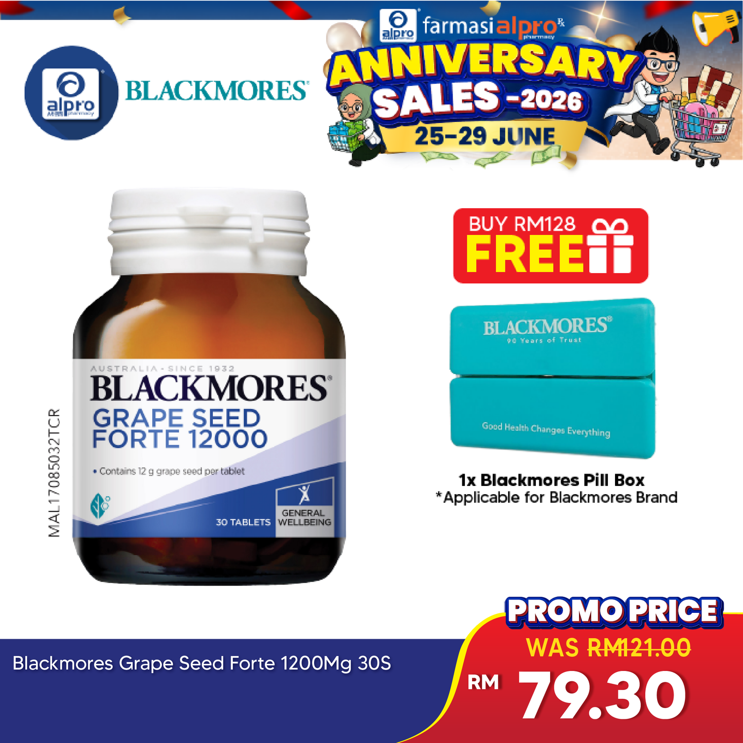 Blackmores Grape Seed Forte 1200mg 30s | General Well-being Blackmores
