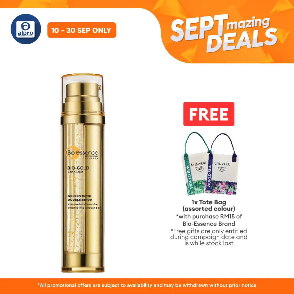 Bio-Essence Bio-Gold Golden Ratio Double Serum 36g | LIght-Weight Water Based Serum Alpro Pharmacy