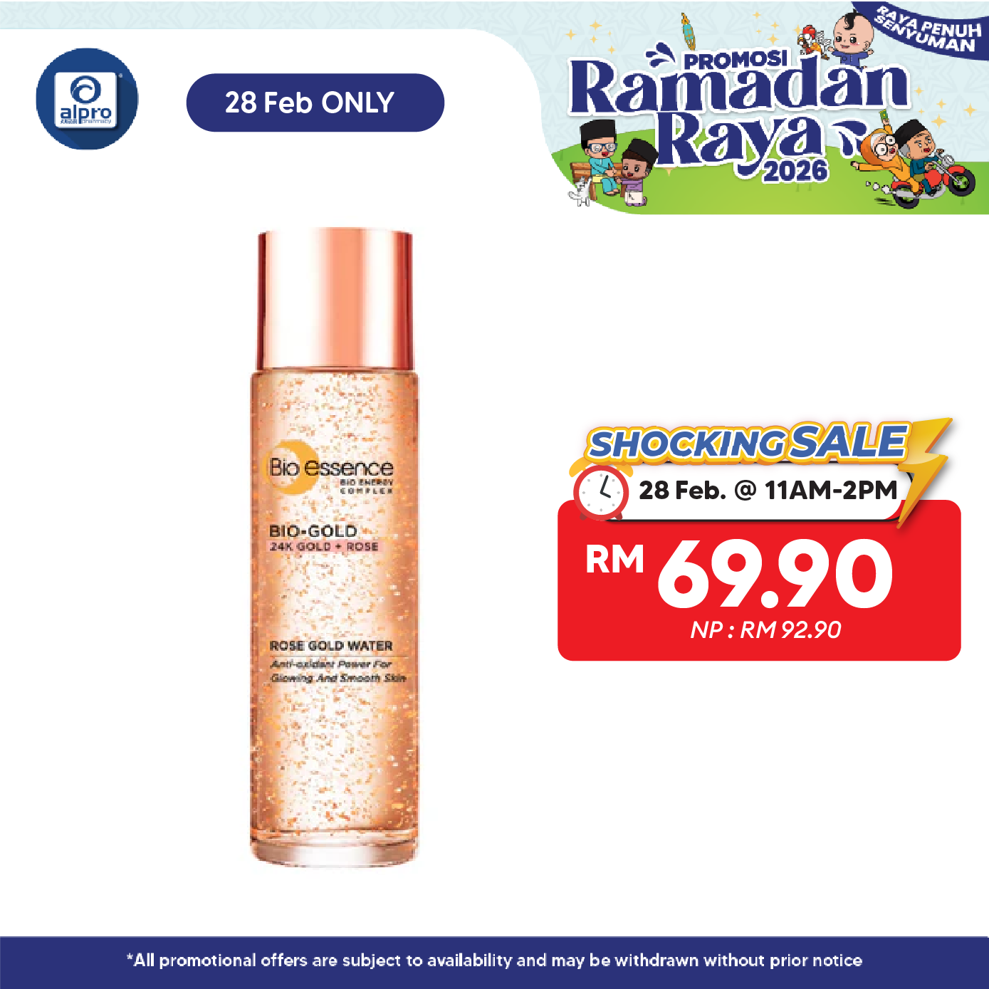 Bio-essence Bio-gold Rose Gold Water 100ml | Keeps Skin Refreshed and Rejuvenated Bio essence