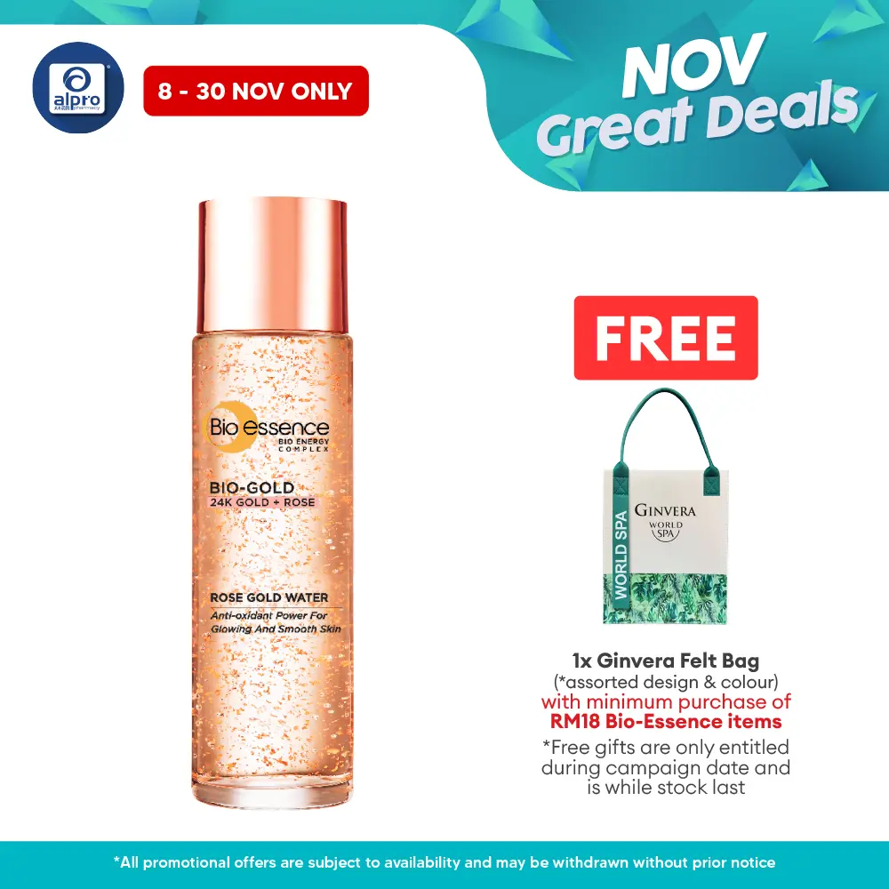 Bio-essence Bio-gold Rose Gold Water 100ml | Keeps Skin Refreshed and Rejuvenated Bio essence