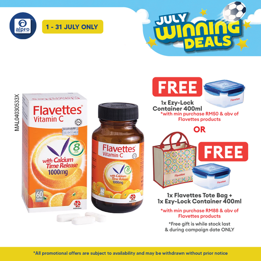 Flavettes Vitamin C With Calcium Time Release1000mg 60S | Gentle On Stomach Flavettes