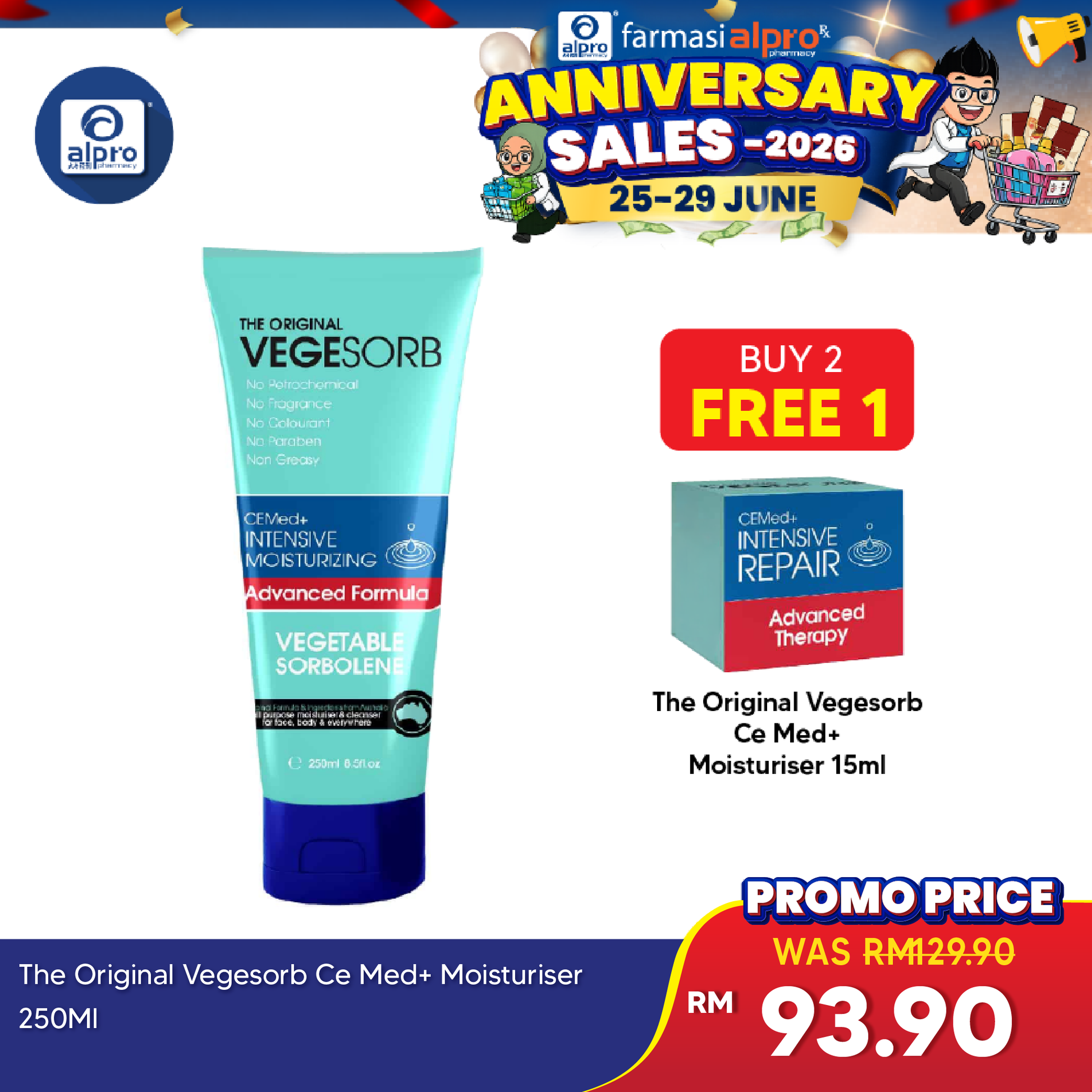 The Original Vegesorb Ce Med+ Moisturiser 250ml | For Intense Dry Skin The Original Vege