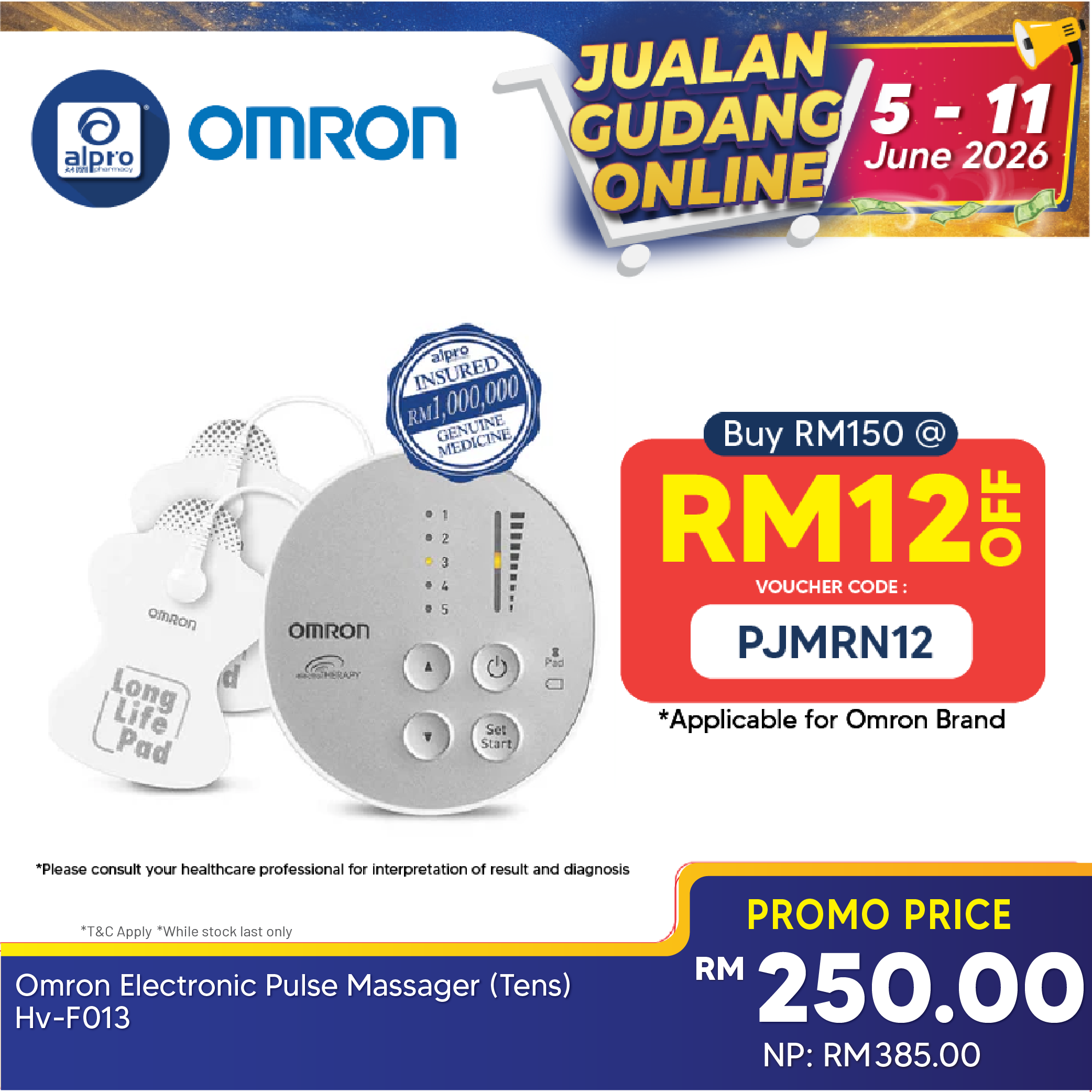 Omron Electronic Pulse Massager H-F013 | Pain Relief Device Omron