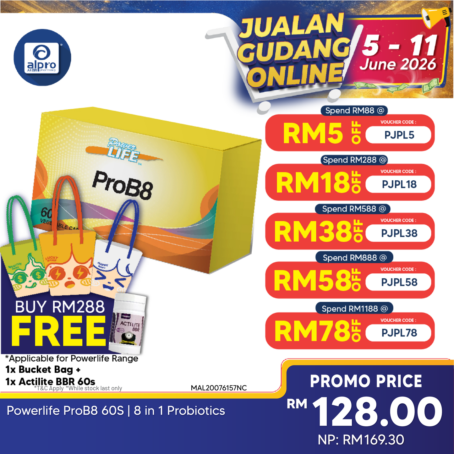 Powerlife ProB8 60S | 8 in 1 Probiotics Powerlife