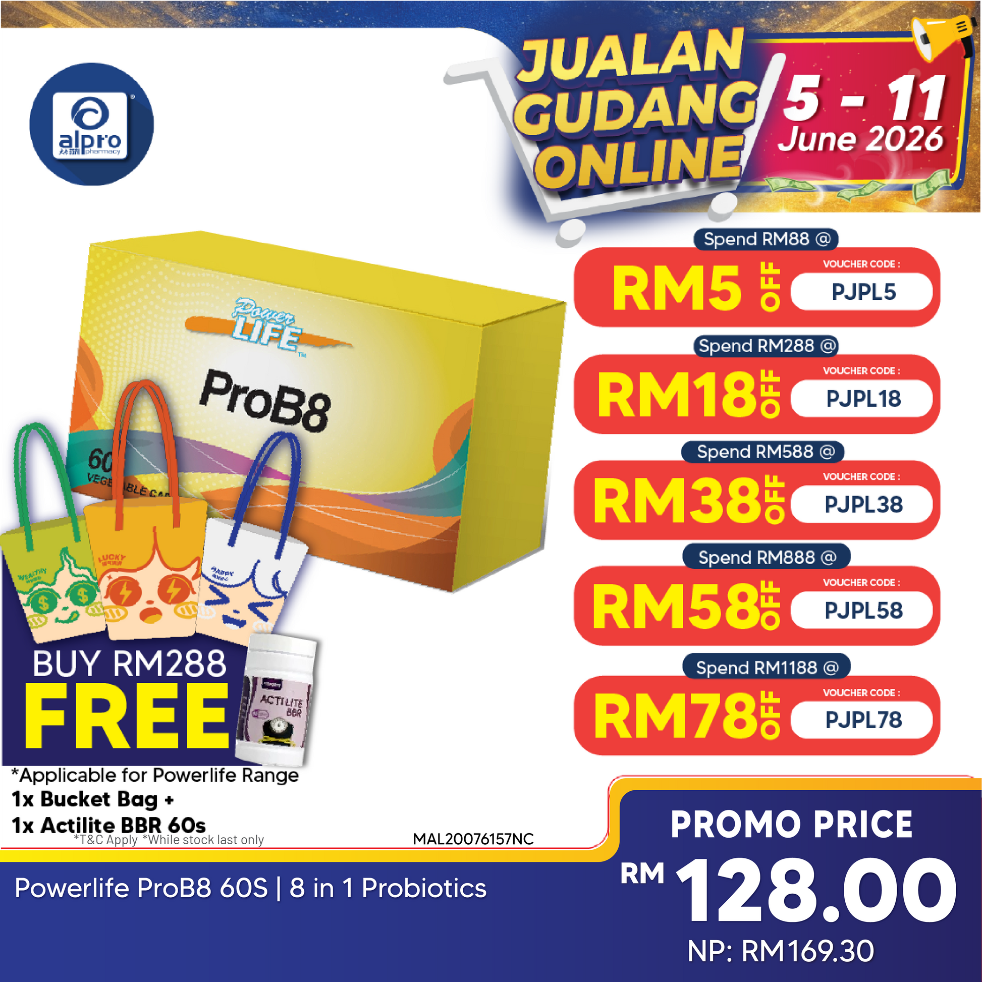 Powerlife ProB8 60S | 8 in 1 Probiotics Powerlife