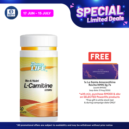 Powerlife Bio-A Nutri L-Carnitine 600mg 60s Powerlife