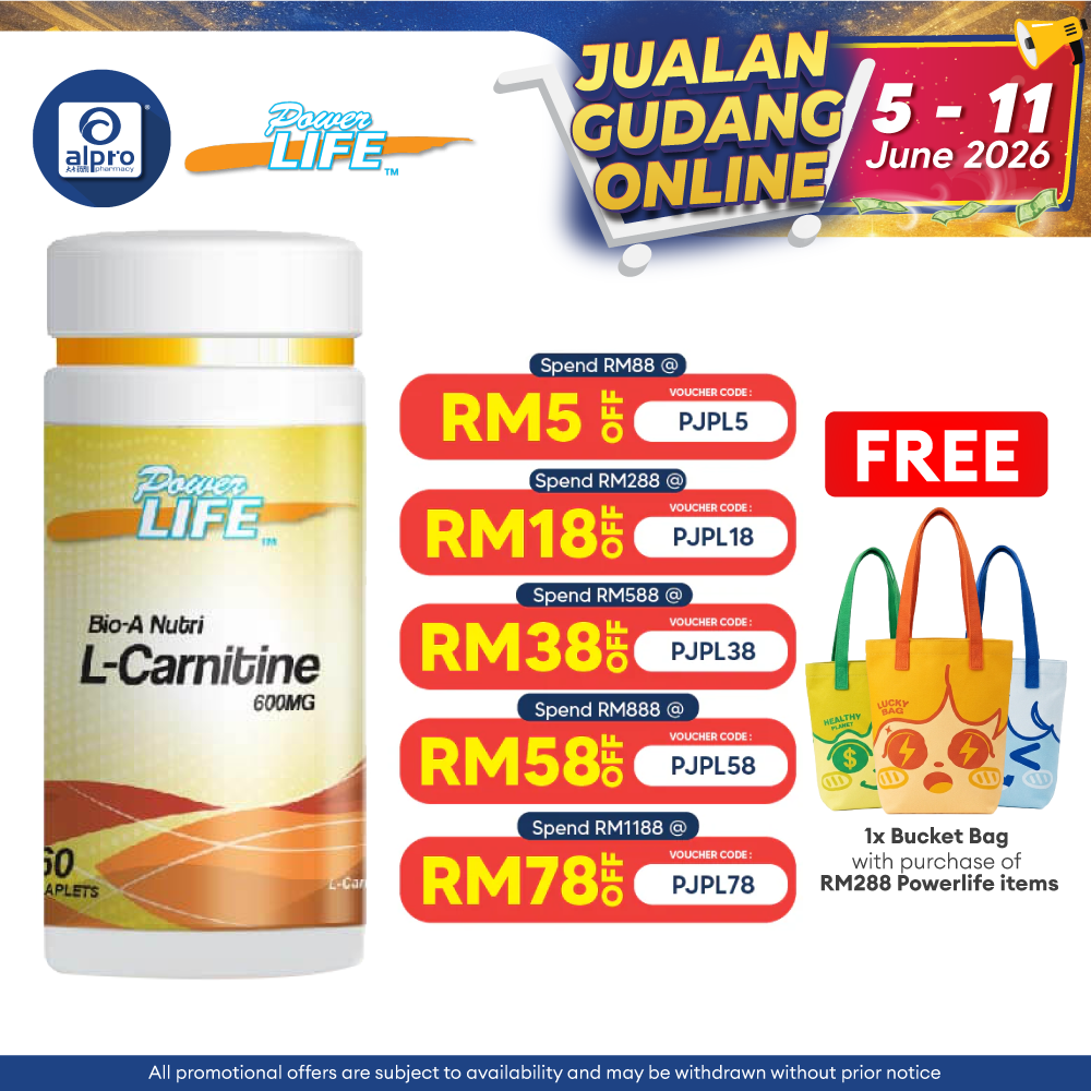 Powerlife Bio-A Nutri L-Carnitine 600mg 60s