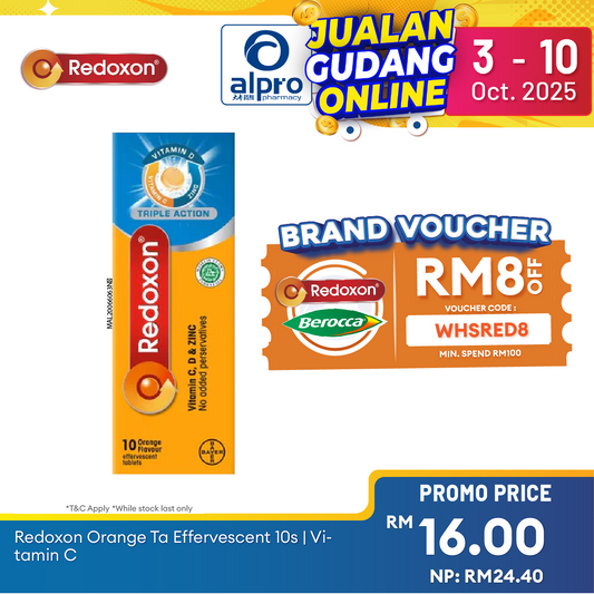 Redoxon Orange Ta Effervescent 10s | Vitamin C Alpro Pharmacy