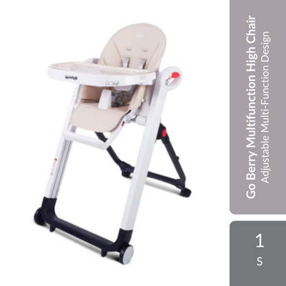 Quinton Go Berry Multifunction High Chair 1s | Adjustable Multi-Function Design For Feeding & Play (Beige) Quinton
