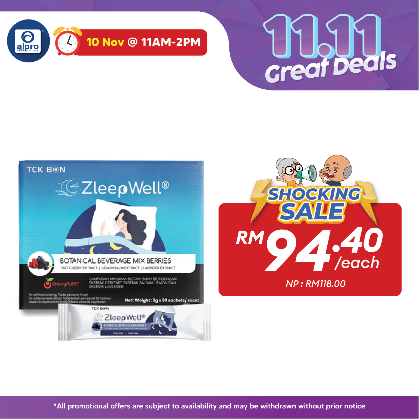 TCK BON Zleep Well 30 Sachets | Helps Alleviate Stress & Calms Down TCK BON